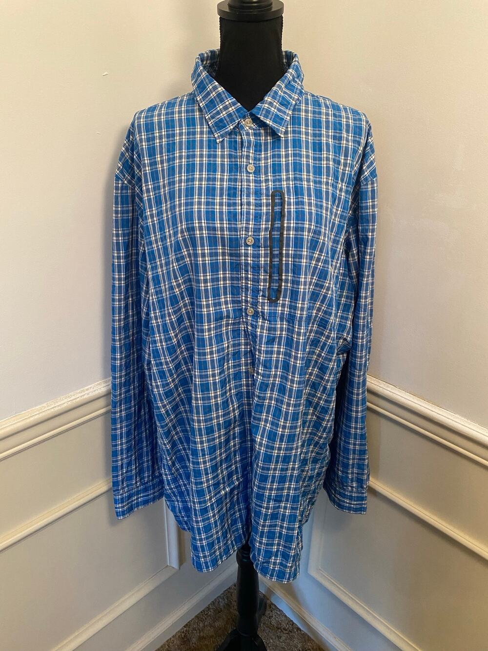 L.L. Bean Cool Weave Tropicwear Plaid Long Sleeve Button Down Mens XXL Tall